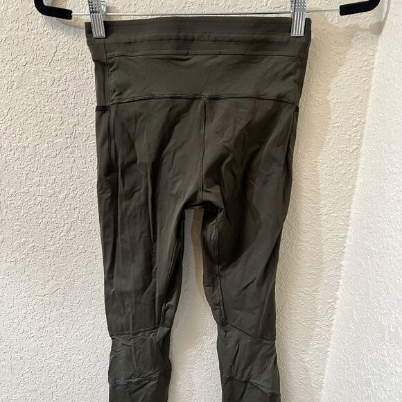 Lululemon Athletica Surge Tight Nulux 22" Dark Olive Green XS Extra-Small EUC - Picture 2 of 3